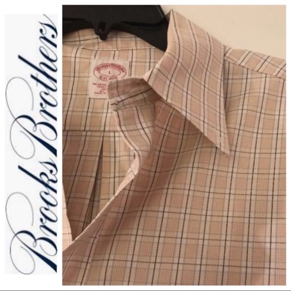 Brooks Brothers Tan Traditional fit Check Large